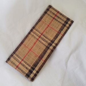 Vintage nova check print straw check register passport clutch